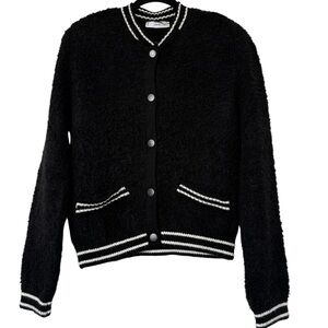 Mango Black and White Textured Jacket